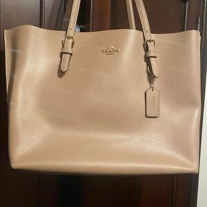 Coach Beige Leather Tote Bag